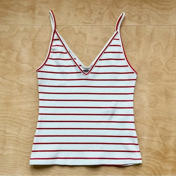 Reformation Red & White Striped Ribbed Tank Top | Size S - Picture 6 of 7